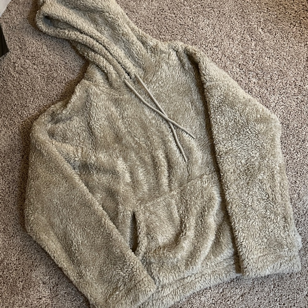 Super soft cozy fur hoodie in beige